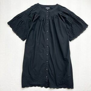 J Crew Dress Jolie Eyelet Cotton Poplin Black Size Small